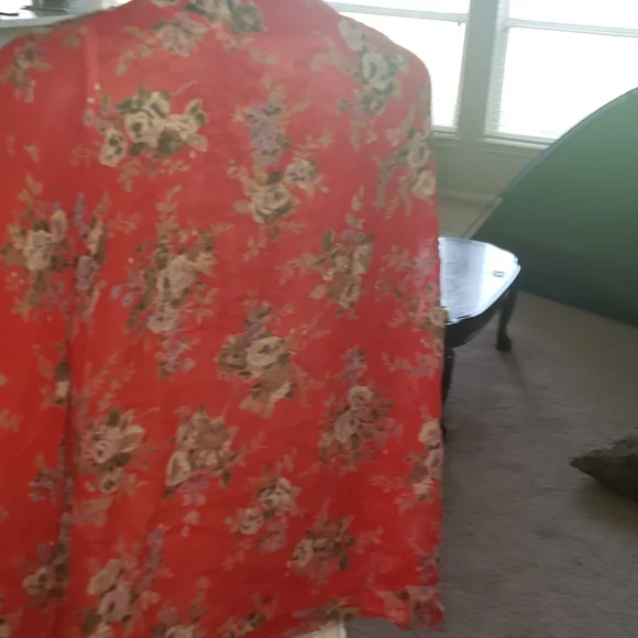 Free People s sheer open front abstract floral kimono cardi - Picture 6 of 7